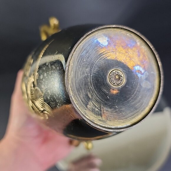 Vintage Brass Floral Eteched Vase With Double Handles India - Picture 6 of 9